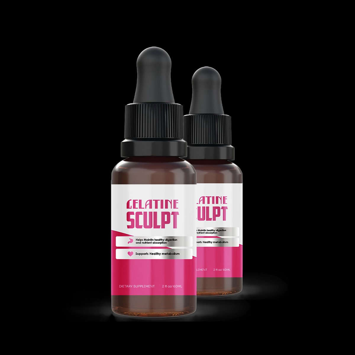 Gelatine Sculpt liquid gelatin supplement dropper bottles